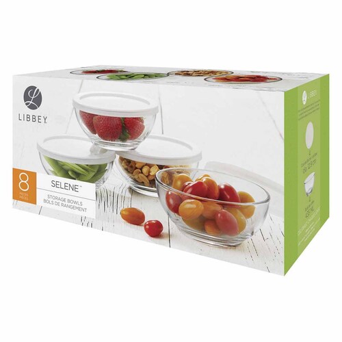 Juego Tazones Bowl Ensaladera Vidrio 4 Pzas Con Tapa Libbey 