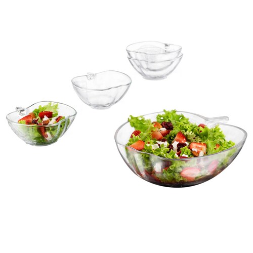 Juego Platon Tazon Ensaladera Bowl 5 Pzs Forma Manzana Crisa 