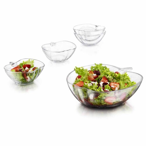 Juego Platon Tazon Ensaladera Bowl 5 Pzs Forma Manzana Crisa 
