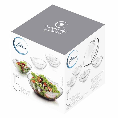 Juego Platon Tazon Ensaladera Bowl 5 Pzs Forma Manzana Crisa 
