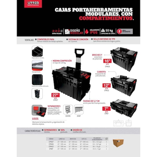 Caja Porta Herramientas Plastica Organizador Modular Urrea