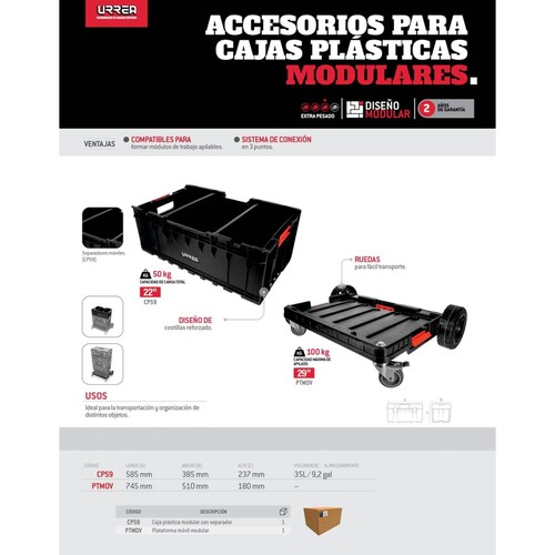 Plataforma Carro Modular Rodajas Ruedas 51 Cm Uso Rudo Urrea 