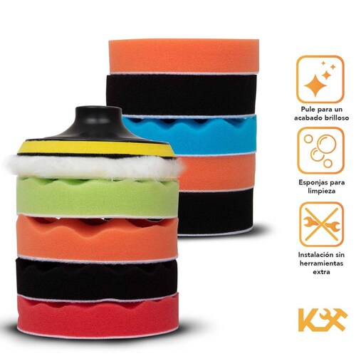 Kit 12 Pz De Pulir Para Taladro Esponjas Adaptador 115mm Obi 