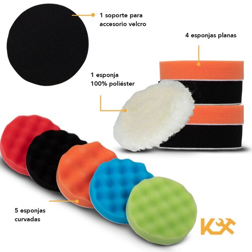 Kit 12 Pz De Pulir Para Taladro Esponjas Adaptador 115mm Obi 