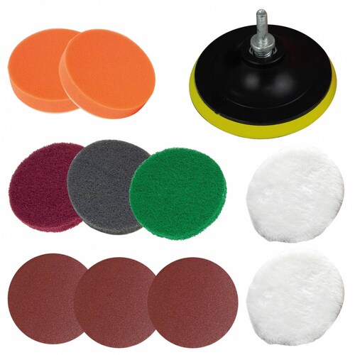 Kit 12pzs Lijar Esponja Lijas Taladro Esmeril Adaptador 115m 