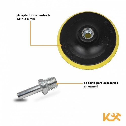 Kit 12pzs Lijar Esponja Lijas Taladro Esmeril Adaptador 115m 