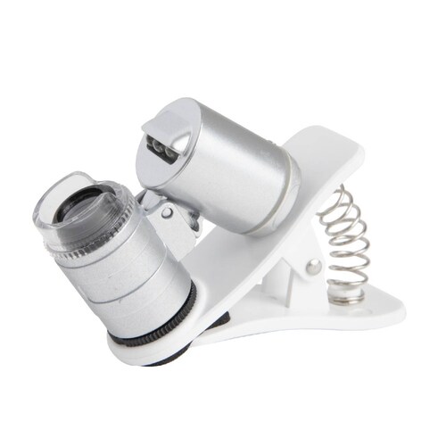 Lupa Con Clip Microscopio Celular Universal Zoom 60x Led Uv 