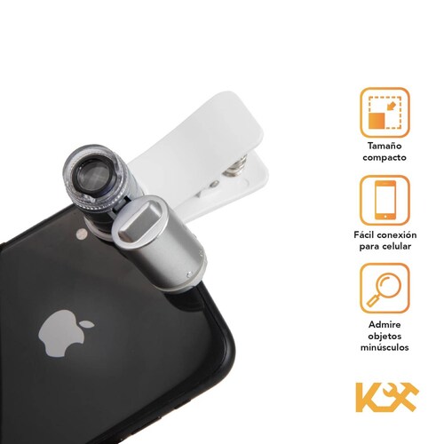Lupa Con Clip Microscopio Celular Universal Zoom 60x Led Uv 
