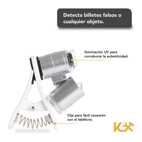 Lupa Con Clip Microscopio Celular Universal Zoom 60x Led Uv 