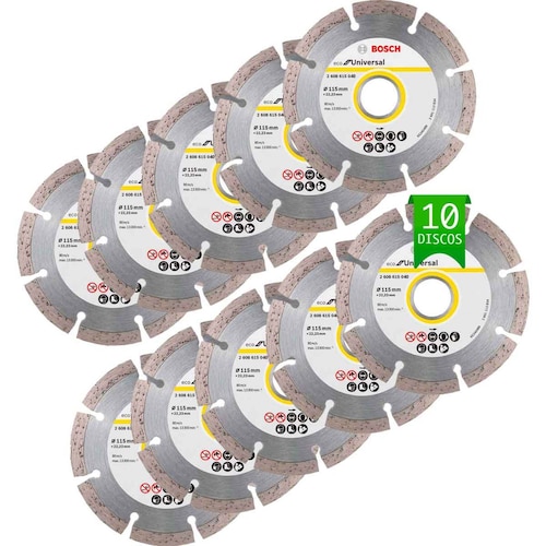 Kit 10 Discos Diamante Eco Segmentado 4 1 2In Concreto Bosch