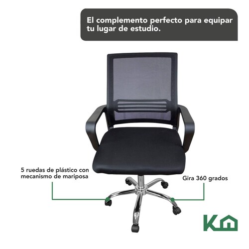 Silla Ejecutiva Mesch Ergonomica Base Cromada De Escritorio 