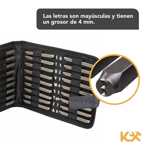 Punzon Letra y Número Juego con 36 Piezas 4 mm Kingsman 