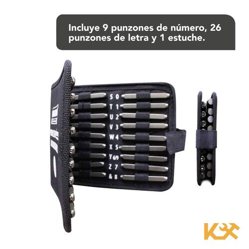 Punzon Letra y Número Juego con 36 Piezas 4 mm Kingsman 