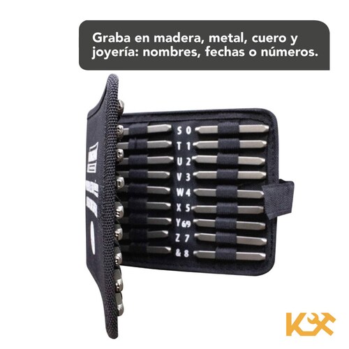 Punzon Letra y Número Juego con 36 Piezas 4 mm Kingsman 