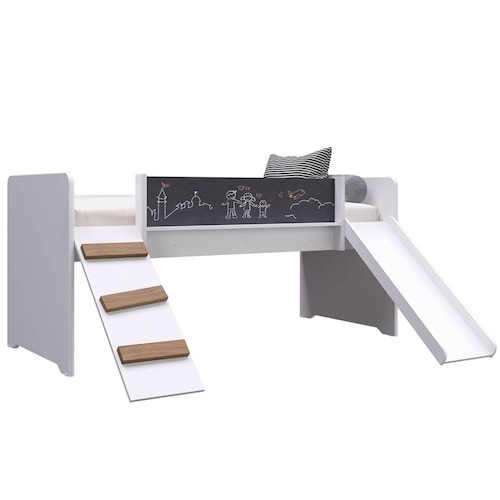 Cama Individual Resbaladilla Escaleras Pizarron 183cm Niños