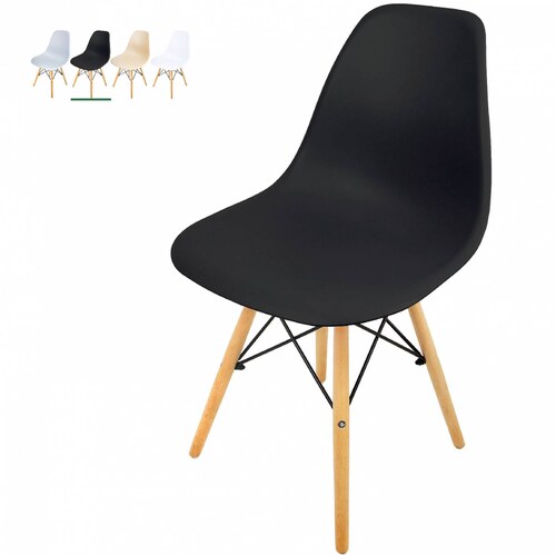 Silla Tipo Eames Tulip Madera Moderna Comedor Restaurante Negro Multicolor