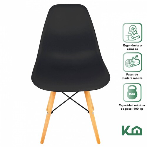 Silla Tipo Eames Tulip Madera Moderna Comedor Restaurante Negro Multicolor