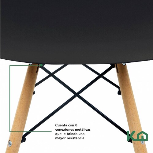 Silla Tipo Eames Tulip Madera Moderna Comedor Restaurante Negro Multicolor
