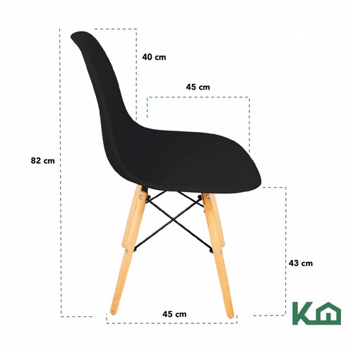 Silla Tipo Eames Tulip Madera Moderna Comedor Restaurante Negro Multicolor