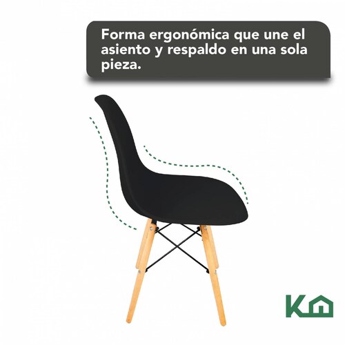 Silla Tipo Eames Tulip Madera Moderna Comedor Restaurante Negro Multicolor