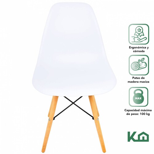 Silla Tipo Eames Tulip Madera Moderna Comedor Restaurante Blanco Multicolor