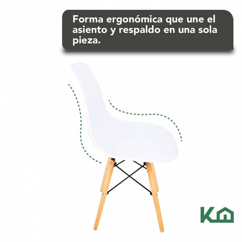 Silla Tipo Eames Tulip Madera Moderna Comedor Restaurante Blanco Multicolor