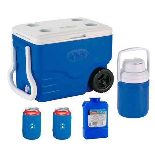 Hielera Combo 40 QT Con Ruedas 5 Piezas Azul 3000000756 Coleman