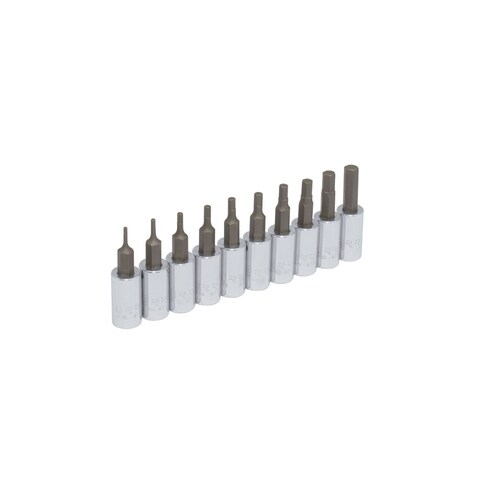 Juego de 10 dados punta hexagonal 1/4" en riel 4770-10 Urrea