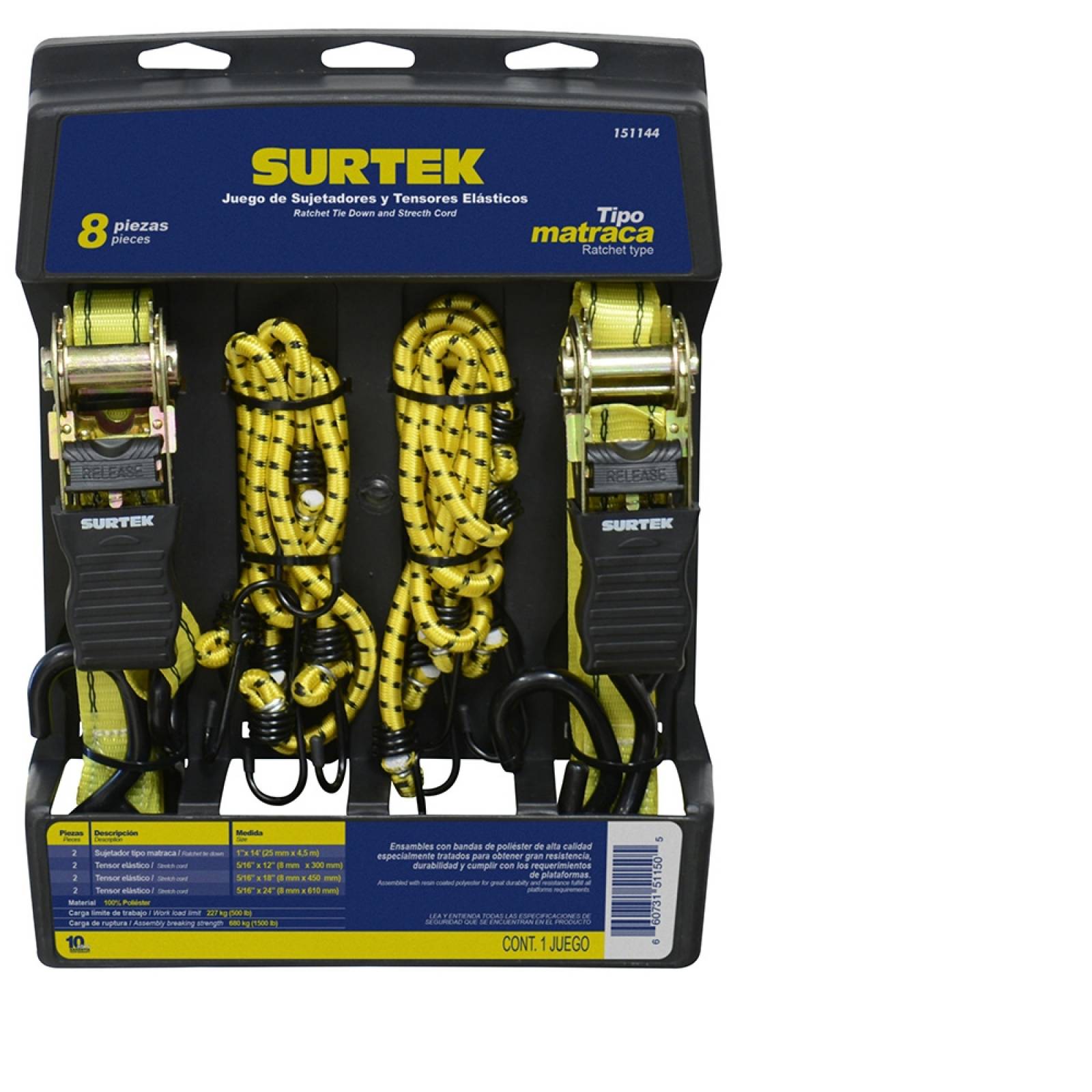 Juego De 8 Sujetadores Y Tensores Surtek 151144