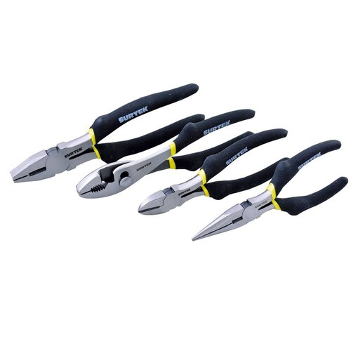 Juego De 4 Pinzas Para Electricista Con Mango P04 Surtek 