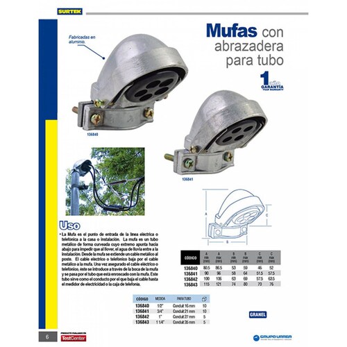 Mufa Para Intemperie 1/2 Inch Con Abrazadera 136840 Surtek 