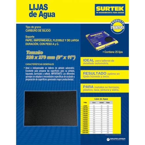 Lija Agua Grano 400 Lag400 Surtek 
