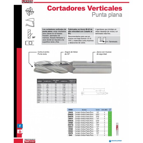 Cortador Vertical 3/8 In fresado Router Acero Aluminio Urrea 