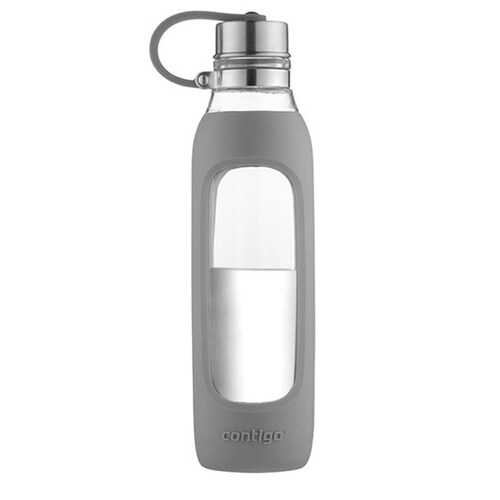 Botella De Vidrio 20 Oz Mango Silicon Purity Gris Contigo