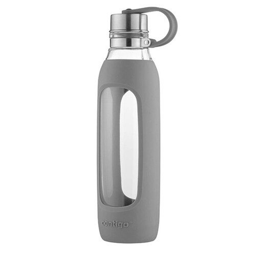 Botella De Vidrio 20 Oz Mango Silicon Purity Gris Contigo