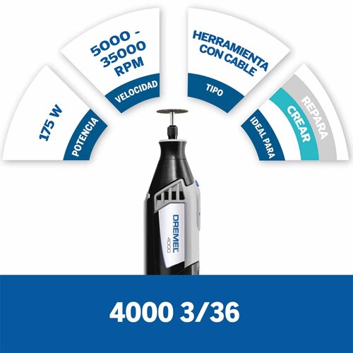 Rectificadora Mototool 4000 Aditamento + 36 Accesorio Dremel 