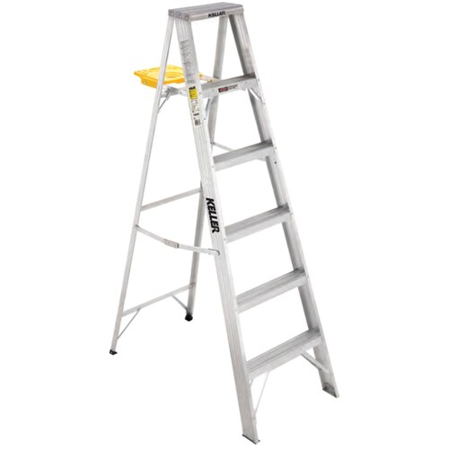 Escalera Aluminio Tipo Tijera 5 Peldaños 1.83 M 91kg Keller 