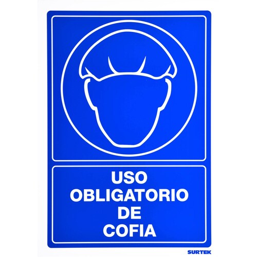 Letrero Uso De Cofia Proteccion Civil 1 Pieza 25 X 36 Surtek 