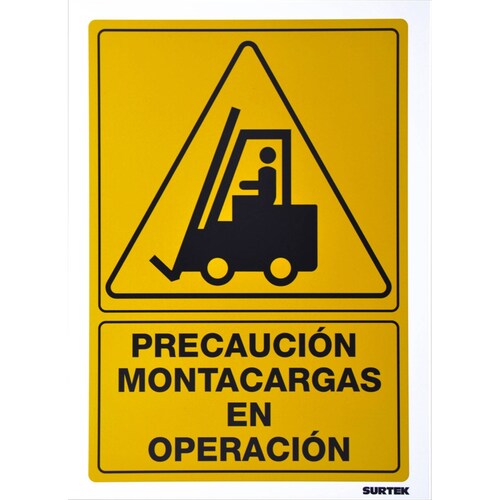 Letrero Precaucion Montacargas Proteccion Civil 1 Pza Surtek 