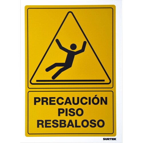 Letrero Piso Resbaloso Proteccion Civil 1 Pza 25 X 36 Surtek 