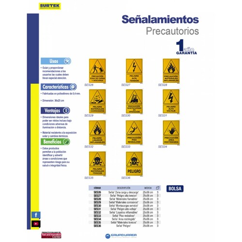 Letrero Piso Resbaloso Proteccion Civil 1 Pza 25 X 36 Surtek 