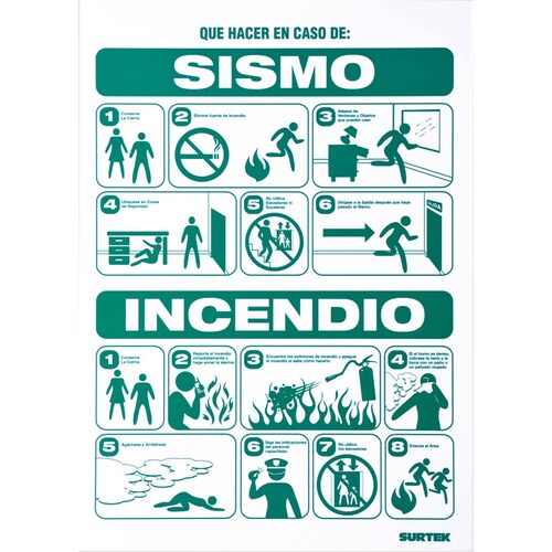 Letrero Sismo Incendio Proteccion Civil 1 Pieza 25x36 Surtek 