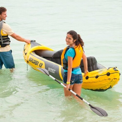 Kayak Inflable Explorer 2 Personas Dos Remos Y Bomba Intex