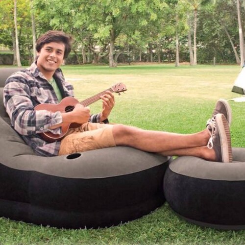 Sillón Inflable Ultra Lounge Con Reposapies Gris 68564 Intex 
