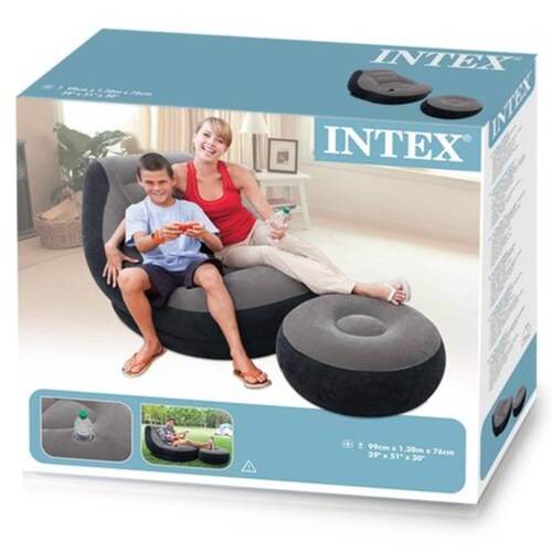 Sillón Inflable Ultra Lounge Con Reposapies Gris 68564 Intex 