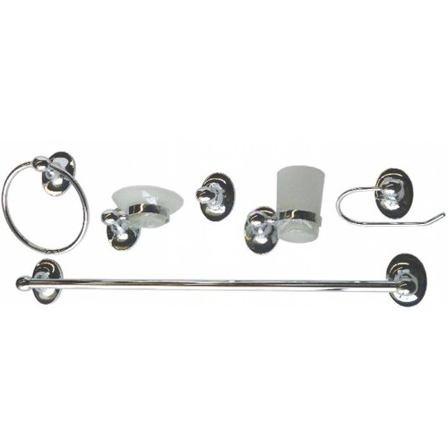 Juego Accesorio Baño 6 Pz Troya Satin 8080 Metalflu