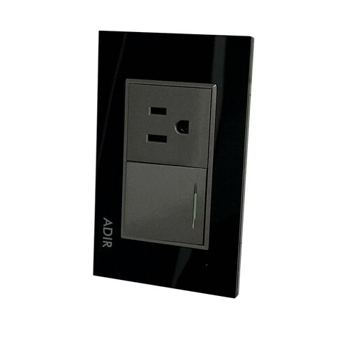 Placa Apagador Contacto Negro 2 Modulos Tiffany 4156 Adir