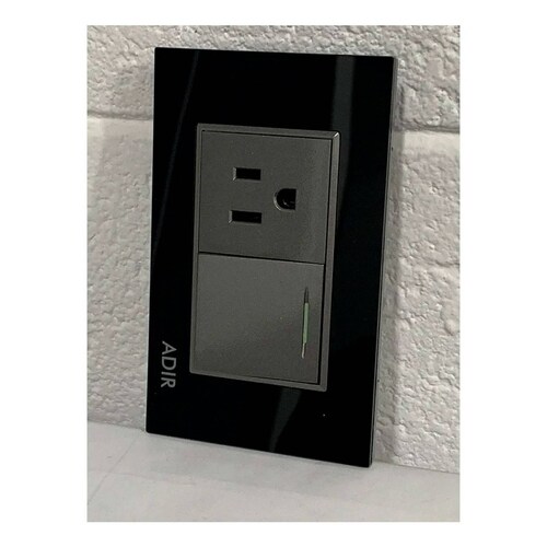 Placa Apagador Contacto Negro 2 Modulos Tiffany 4156 Adir