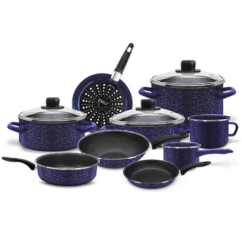 Batería De Cocina 12 Pzas Peltre Color Azul Marino Ekco