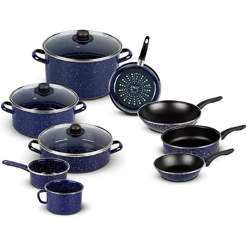 Batería De Cocina 12 Pzas Peltre Color Azul Marino Ekco